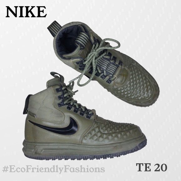 Nike Lunar Force Duckboot Olive Green Leather High Top Athletic